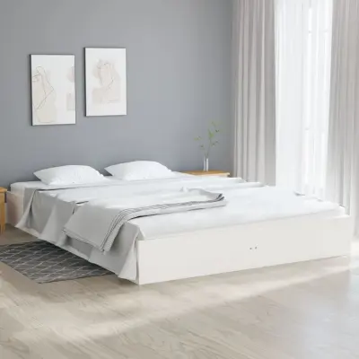 The Living Store Posteljni okvir bel trden les 200x200 cm - Posteljni Okvir