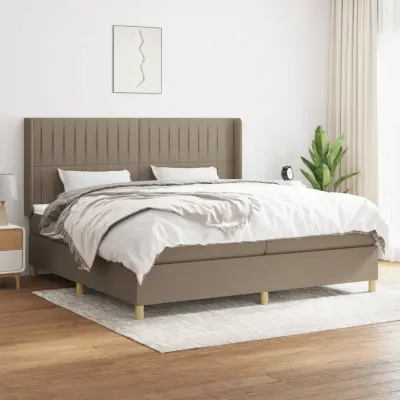 The Living Store Box spring postelja z vzmetnico taupe 200x200 cm blago - Box Spring Postelja
