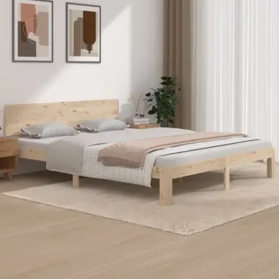 The Living Store Posteljni okvir iz trdne borovine 160x200 cm - Posteljni Okvir