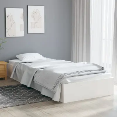 The Living Store Posteljni okvir bel iz trdnega lesa 90x190 cm - Posteljni Okvir