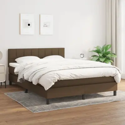 The Living Store Box spring postelja z vzmetnico temno rjava 140x200 cm blago - Box Spring Postelja