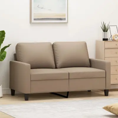 The Living Store Dvosed kapučino barve 120 cm umetno usnje - Kavč Dvosed
