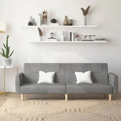 The Living Store Kavč dvosed z ležiščem svetlo sivo blago - Raztegljiv Kavč