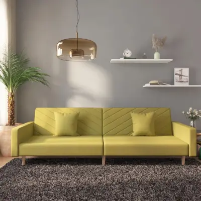 The Living Store Raztegljiv kavč dvosed z blazinama zeleno blago - Raztegljiv Kavč