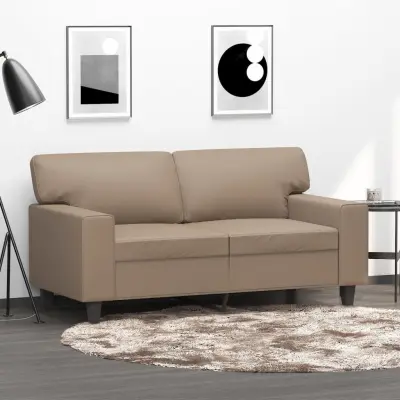 The Living Store Dvosed kapučino barve 120 cm umetno usnje - Kavč Dvosed