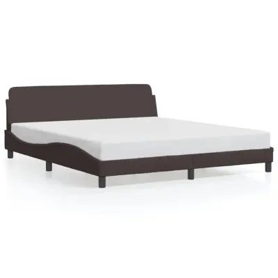 The Living Store Posteljni okvir brez vzmetnice temno rjav 160x200 cm blago - Posteljni Okvir