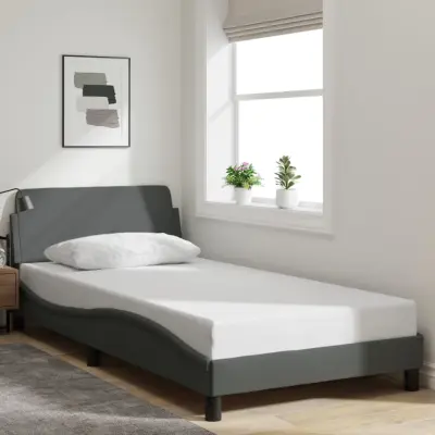The Living Store Posteljni okvir z vzglavjem temno siv 100x200 cm blago - Posteljni Okvir