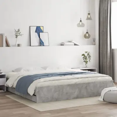 The Living Store Posteljni okvir s predali betonsko siv 180x200cm inženirski les - Posteljni Okvir