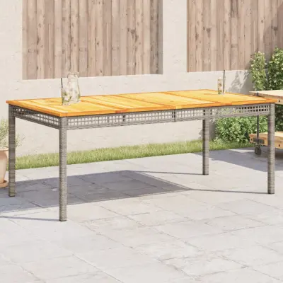 The Living Store Vrtna miza siva 180x90x75 cm poli ratan in akacijev les - Vrtna Miza