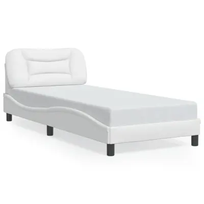 The Living Store Posteljni okvir z LED lučkami bel 80x200 cm umetno usnje - Posteljni Okvir