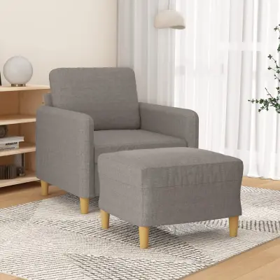 The Living Store Fotelj s stolčkom za noge taupe 60 cm blago - Kavč S Stolčkom Za Noge
