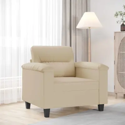 The Living Store Fotelj krem 60 cm tkanina iz mikrovlaken - Fotelj