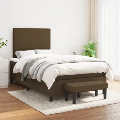 The Living Store Box spring postelja z vzmetnico temno rjav 120x200 cm blago - Box Spring Postelja