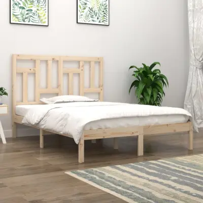 The Living Store Posteljni okvir iz trdnega lesa 135x190 cm - Posteljni Okvir