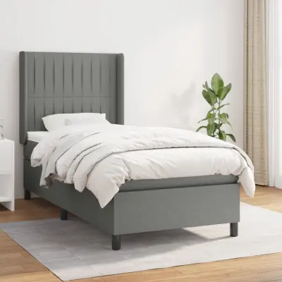 The Living Store Box spring postelja z vzmetnico temno siva 80x200 cm blago - Box Spring Postelja