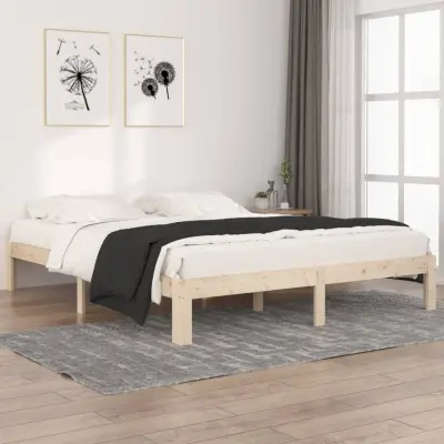 The Living Store Posteljni okvir iz trdne borovine 160x200 cm - Posteljni Okvir