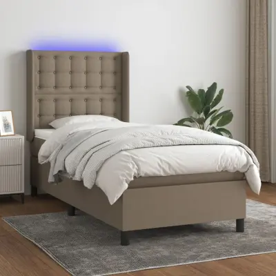 The Living Store Box spring postelja z vzmetnico LED taupe 80x200 cm blago - Box Spring Postelja