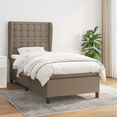 The Living Store Box spring postelja z vzmetnico taupe 80x200 cm blago - Box Spring Postelja