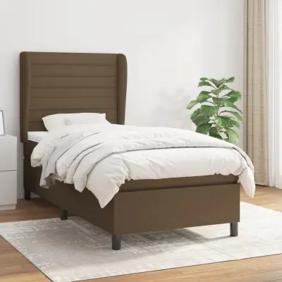 The Living Store Box spring postelja z vzmetnico temno rjava 80x200 cm blago - Box Spring Postelja