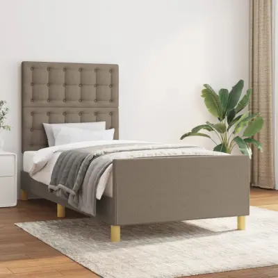 The Living Store Posteljni okvir z vzglavjem taupe 80x200 cm blago - Posteljni Okvir Z Vzglavjem
