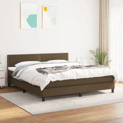 The Living Store Box spring postelja z vzmetnico temno rjava 160x200 cm blago - Box Spring Postelja
