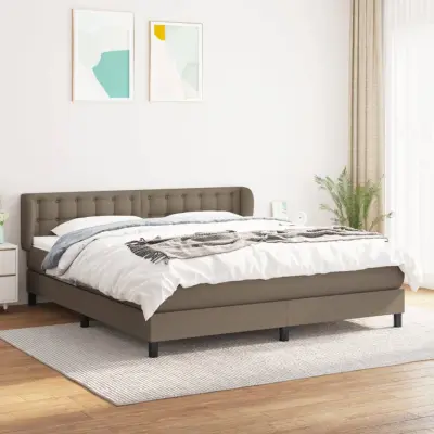 The Living Store Box spring postelja z vzmetnico taupe 160x200 cm blago - Box Spring Postelja