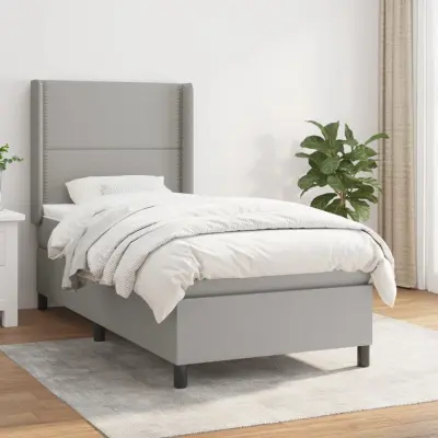 The Living Store Box spring postelja z vzmetnico svetlo siva 80x200 cm blago - Box Spring Postelja