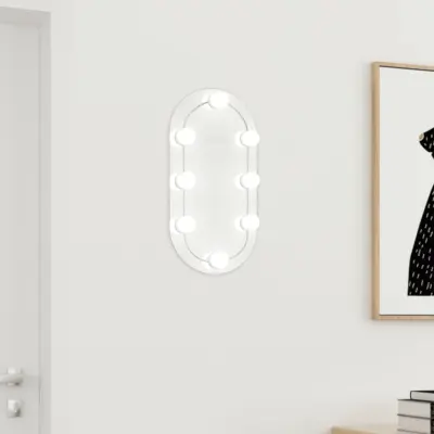 The Living Store Ogledalo z LED lučkami 40x20 cm stekleno ovalno - Ogledalo Z LED Lučko
