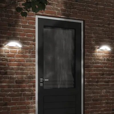 The Living Store Zunanje LED stenske senzorske svetilke bela tlačno lit aluminij - Zunanja Stenska LED Svetilka