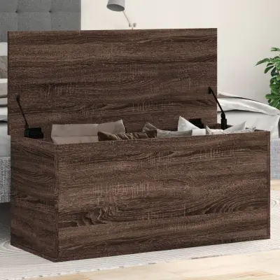 The Living Store Škatla za shranjevanje rjav hrast 100x42x46 cm inženirski les - Škatla Za Shranjevanje