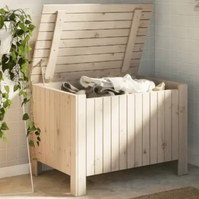 The Living Store Škatla za shranjevanje s pokrovom RANA 80x49x54cm borovina - Škatla Za Shranjevanje