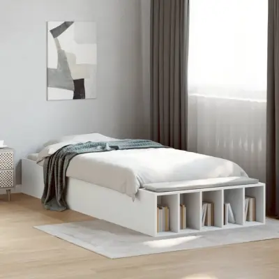 The Living Store Posteljni okvir bel 90x190 cm inženirski les - Posteljni Okvir