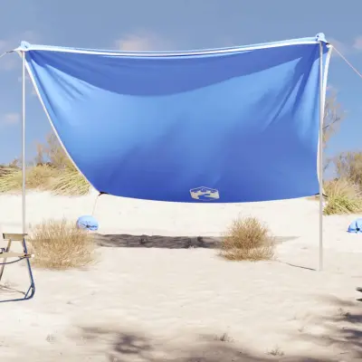 The Living Store Nadstrešek za plažo s sidrišči iz peska modra 304x300 cm - Nadstrešek Za Plažo