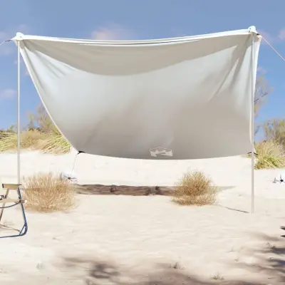 The Living Store Nadstrešek za plažo s sidrišči iz peska siva 304x300 cm - Nadstrešek Za Plažo