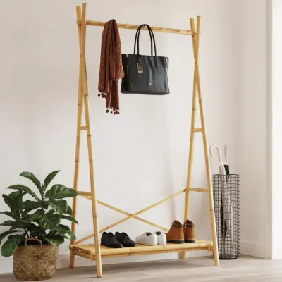 The Living Store Stojalo za oblačila s polico 102x50x190 cm bambus - Stojalo Za Oblačila