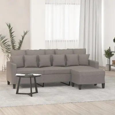 The Living Store Kavč trosed s stolčkom za noge taupe 180 cm blago - Trosed S Stolčkom Za Noge