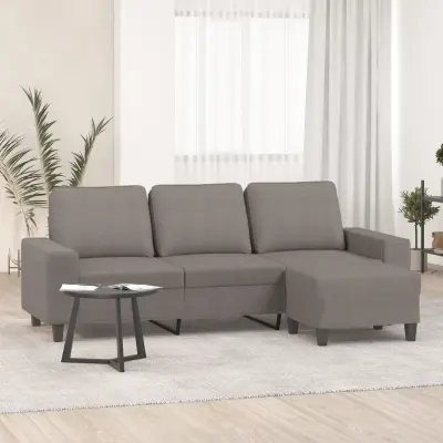 The Living Store Kavč trosed s stolčkom za noge taupe 180 cm blago - Trosed S Stolčkom Za Noge