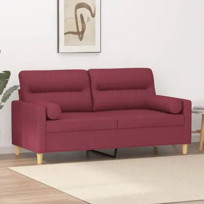 The Living Store Kavč dvosed z blazinami vinsko rdeč 140 cm blago - Kavč Dvosed