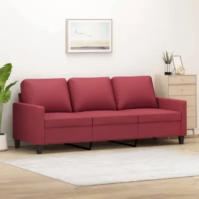The Living Store Kavč trosed vinsko rdeč 180 cm umetno usnje - Trosed