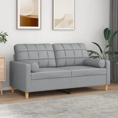 The Living Store Kavč dvosed z blazinami svetlo siv 140 cm blago - Kavč Dvosed