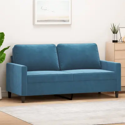 The Living Store Kavč dvosed moder 140 cm žamet - Dvosed