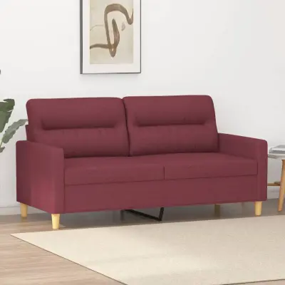 The Living Store Kavč dvosed vinsko rdeč 140 cm blago - Kavč Dvosed