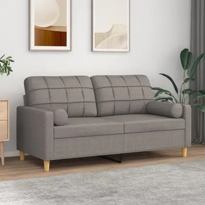 The Living Store Kavč dvosed z blazinami taupe 140 cm blago - Kavč Dvosed