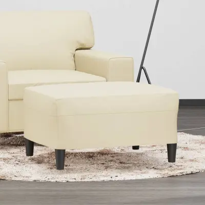 The Living Store Stolček za noge krem 70x55x41 cm umetno usnje - Stolček Za Noge