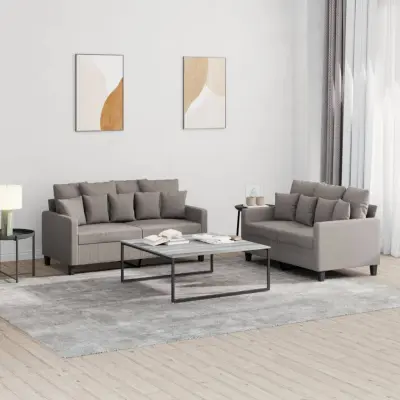 The Living Store Sedežna garnitura 2-delna z blazinami taupe blago - Sedežna Garnitura