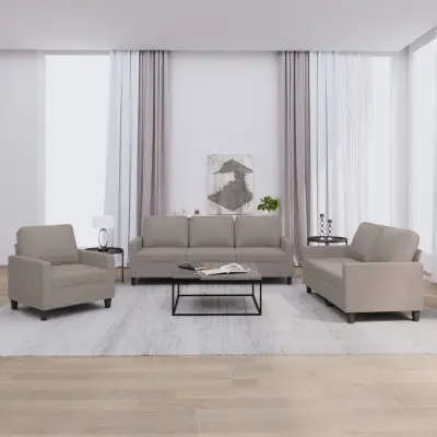 The Living Store Sedežna garnitura z blazinami 3-delna taupe blago - Sedežna Garnitura