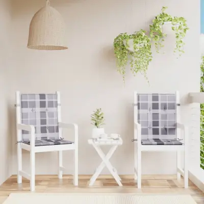 The Living Store Blazine za vrtne stole 2 kosa sive karo 100x50x3 cm oxford - Blazina Za Stol Z Nizkim Naslonjalom