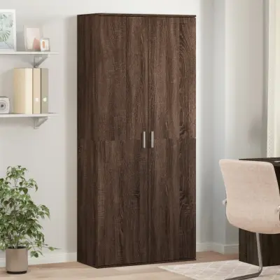 The Living Store Visoka omara rjavi hrast 80x35x180 cm inženirski les - Visoka Omarica