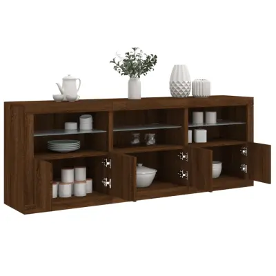 The Living Store Komoda z LED lučkami rjav hrast 181,5x37x67 cm - Komoda