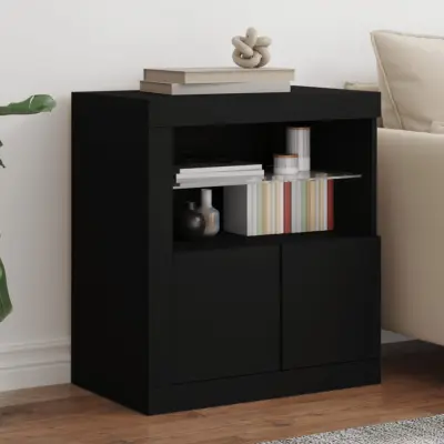 The Living Store Komoda z LED lučkami črna 60,5x37x67 cm - Komoda